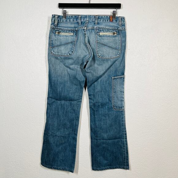7FAMK Button Fly Bootcut Jeans Y2K Light Wash Blue - 29 - Picture 2 of 5
